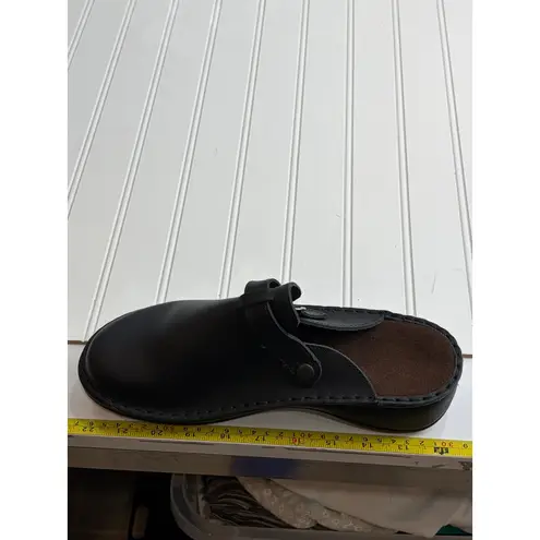 Naot Leather Mary Jane Clog Sandals Black Slip