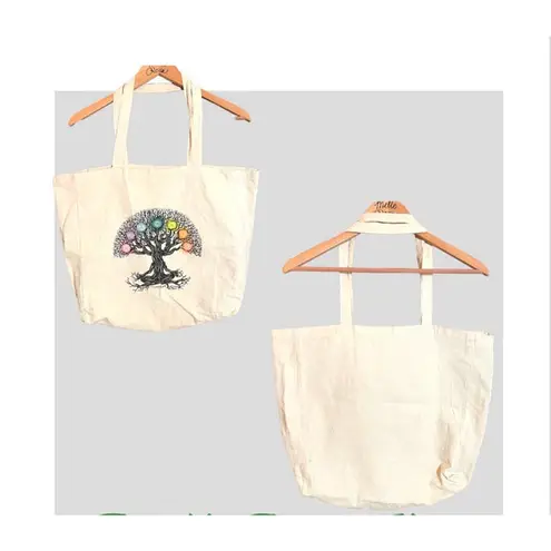 Earthbound  trading company organic cotton family tree canvas shopper tote