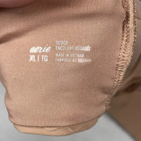 Aerie  Scoop Bikini Top Womens Size XL NWT Nude Lacing Shimmer Adjustable