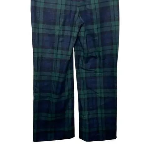 Sézane Sezane Martin Plaid Wool Blend Trousers Green Navy Wide Leg Size 4 Preppy