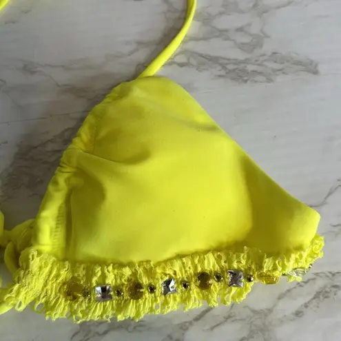 Victoria's Secret Victoria’s Secret Y2K neon yellow bling bikini top size small