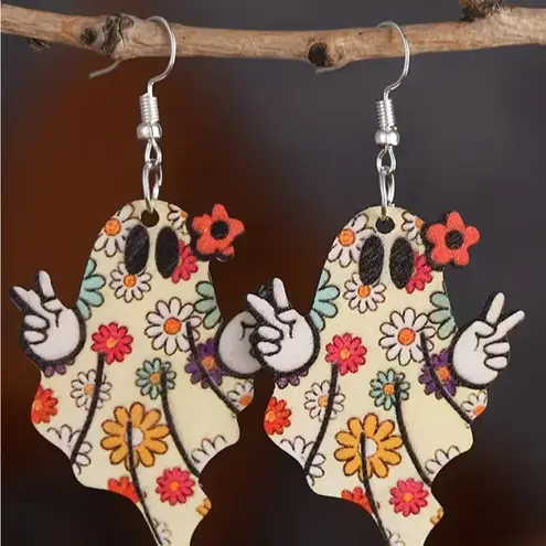 Halloween Witch Hat Ghost Potion Pumpkin Acrylic Drop Dangle Earrings Orange