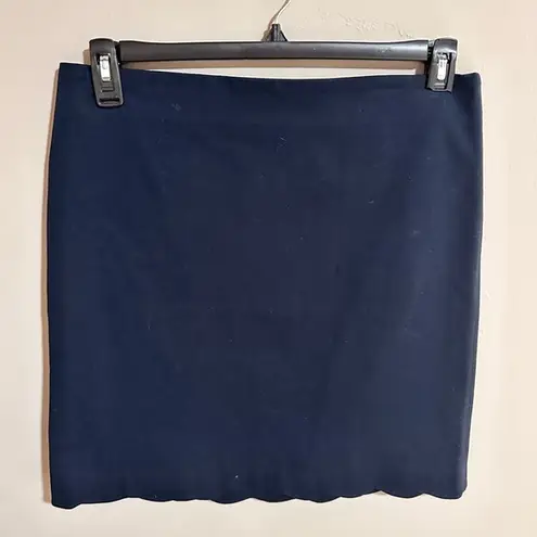 J. McLaughlin  Navy Petal Side Zip Scallop Hem A-line Stretch Skirt size 10 NWT