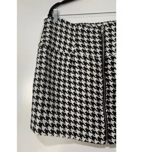For Love & Lemons Bonnie Mini Skirt Black White Houndstooth Size 1X NWT