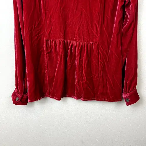 J. Jill Crushed Velvet Shirt Long Sleeve Button Up Top Size S Cranberry Romantic Pink