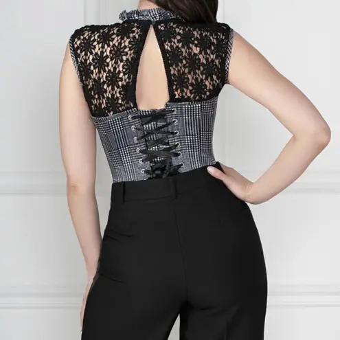 A Corset Story Houndstooth Corset Black Size 6