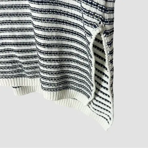 Marine layer Striped Knit V-Neck Swim Cover Up XS/S Navy White Cotton Blend