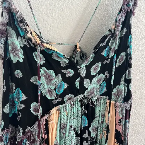 Free People Intimately Black Summer Storm Slip Dress Flowy Boho Mini Dress XS