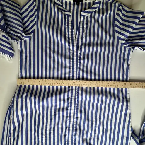 J.Crew Striped Poplin Cotton Tunic Dress Sz 6 Blue Nautical Preppy Belted Beach