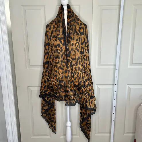 Animal, Cheetah Print, Silk, Oversized Scarf Black