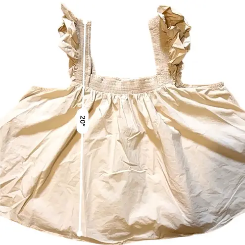 English Factory Light Beige Cotton Trapeze Top Ruffle Shoulder Straps Medium