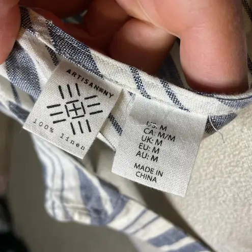 Artisan NY Linen Striped Scoop Neck Sleeveless Tank Top Size Medium