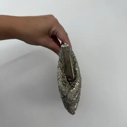 Carlo Fellini Vintage Silver Beaded Clutch Bag Formal Y2k