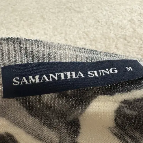 SAMANTHA SUNG Black and White Fitted Bodysuit Sweater Size M