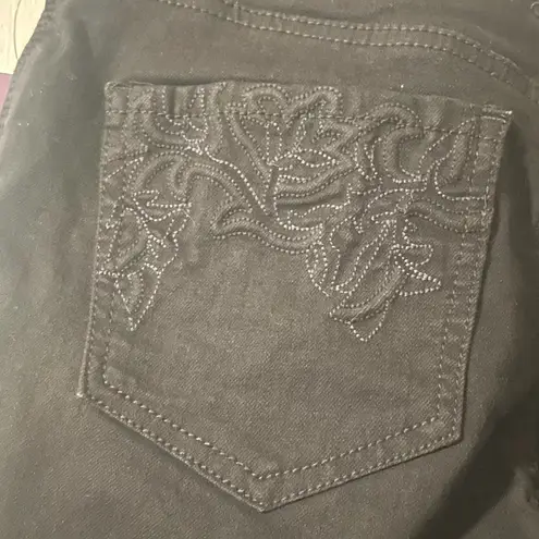 Gloria Vanderbilt Amanda Slim Leg Jeans Black Size 6 Average Embroidered Pockets
