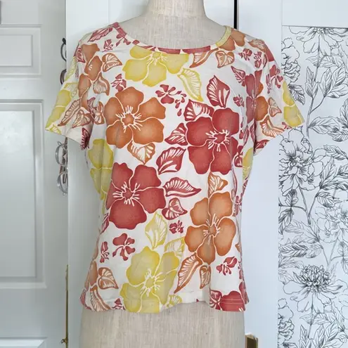 Y2k vintage hibiscus tshirt Orange Size XL