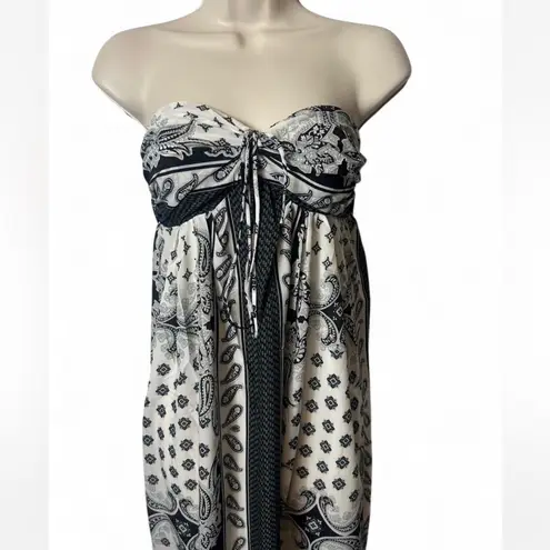 Bandeau Patterned Maxi Dress Black