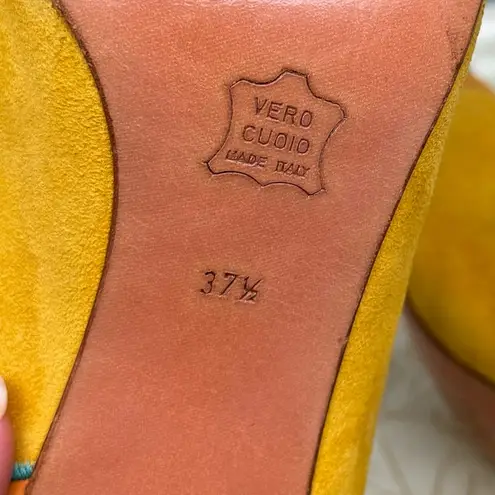 Philippe Model Suede Multicolor Colorblock Heels 37.5 (Fits US 8–8.5) Yellow