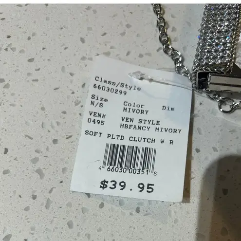 David’s Bridal Soft Pleated Clutch with Crystal Clasp NWT