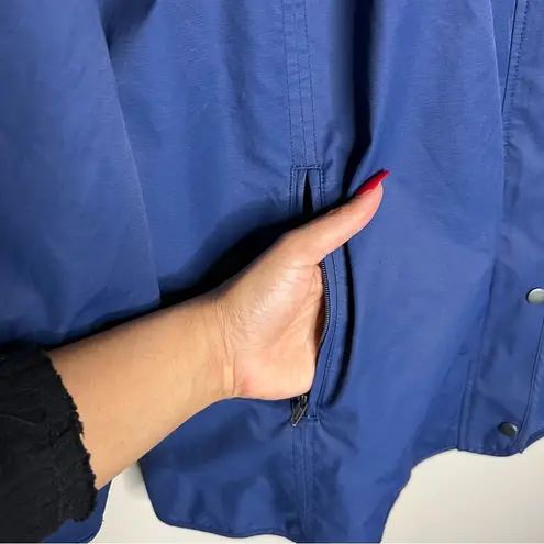 J. Jill Blue Drawcord Mock Neck Full Zip Front Utility Jacket Size L