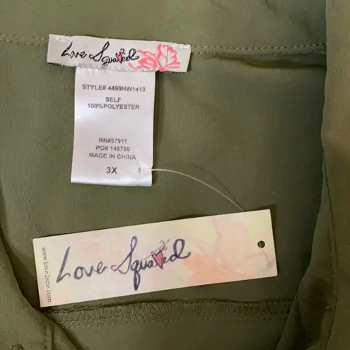 Love Squared Plus Faux Wrap Pleated Shirtdress in Olive Size 3X NWT