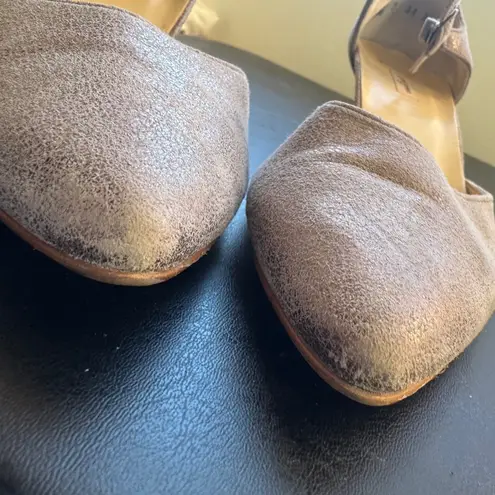 Paul Green sz 9.5 Womens D'Orsay Metallic Pointed Distressed Kitten Heel Pumps