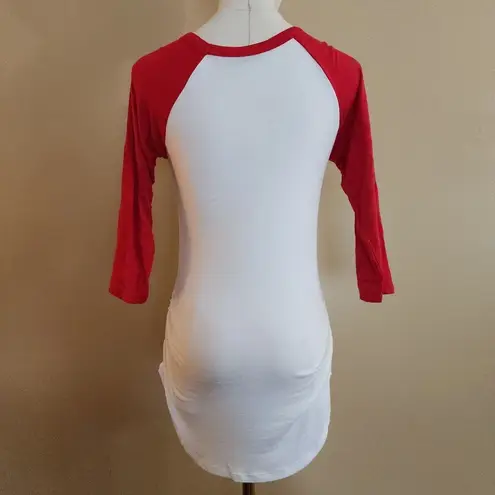 American Dream Red/White Stretchy Soft Raglan Tee, Women's Medium