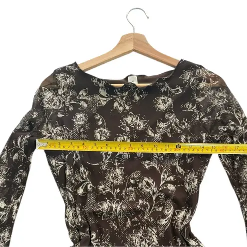 None Whimsigoth Botanical Brown Dress Sheer Overlay Vintage Y2K 90s Fairy Goth Grunge