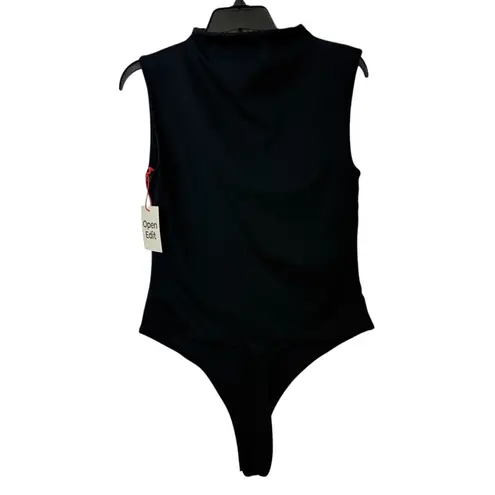 Open Edit NWT solid blck funnel neck sleeveless bodysuit S