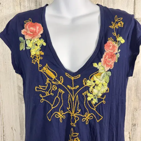 Johnny Was JWLA Dress M | Navy Embroidered | Cap Sleeve | Boho Style | MSRP $300