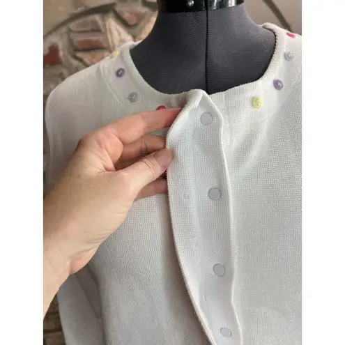 cardigan sweater pastel button detail white pink purple yellow Size L