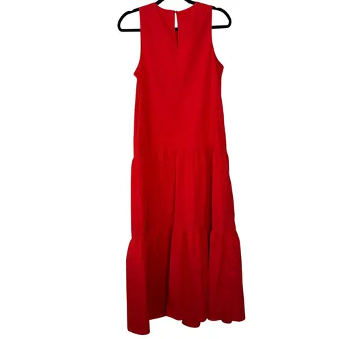 Code x Mode Tiered Poplin Maxi Dress Red Size Medium