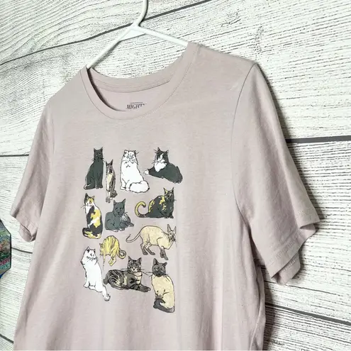 Mighty fine  Cats Short Sleeve T-Shirt - Light Pink Size Large
