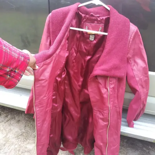 IMAN Authentic Genuine Red Leather Jacket Size: Small.