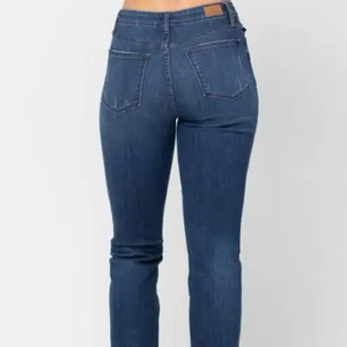 Judy Blue Button Fly Distressed Boyfriend Jeans - Dark Blue Size 7/28