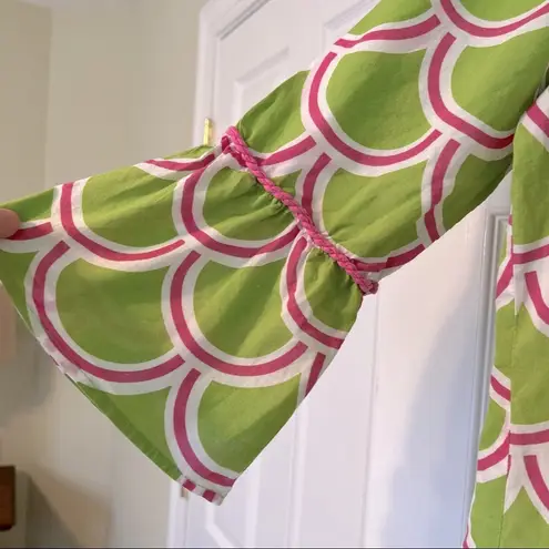 Buckhead Betties Swim coverup green and pink ruffle sleeves M