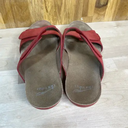 Dansko Vienna Tomato Milled Nubuck Two Strap Mini Wedge Slide Sandal 39