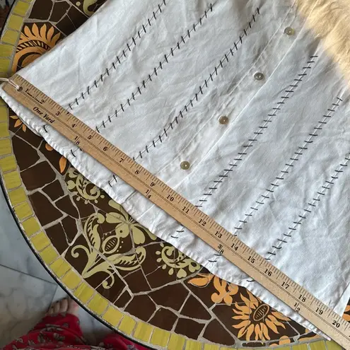 carole little LINEN BLOUSE WITH BLACK DETAIL SZ: M