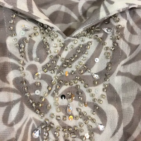 INC International Concepts Embellished Sheer Nylon Tunic Top Size Medium