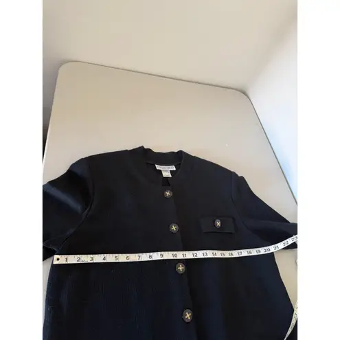 Vintage 90s Women's Black Gold Button Short Sleeved Sweater Dress XL Retroglam