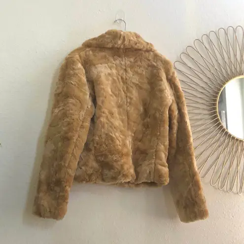 Rampage 2000s Y2k Vintage  Tan Camel Brown crop faux fur jacket top shirt coat Size L, measurements in pics. Excellent condition Softest faux fur I have EVER felt! Mob wife, old money, luxury, boho, western