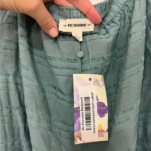No Excuses ee:some NWT Teal Surpluses Sleeve Off Shoulder Bodysuit sz L