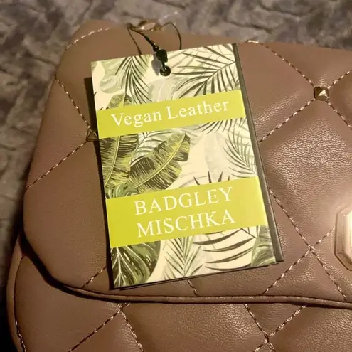 Badgley Mischka Crossbody Bag Taupe Studded Diamond Quilt New With Tags