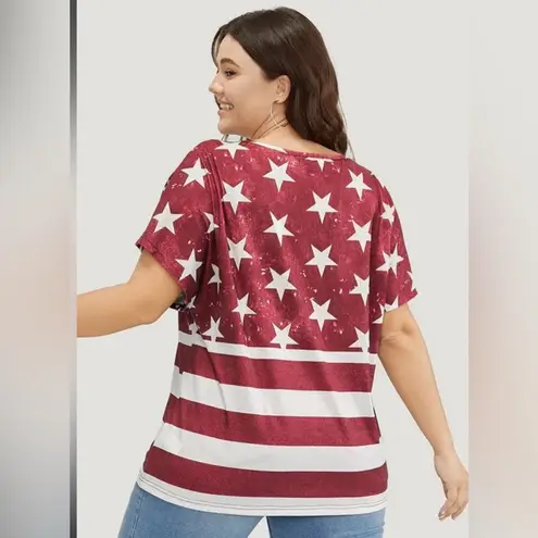 NWT!Women's Red & White Star Print Top Size 14