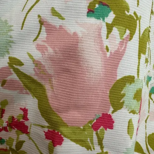 Kate Hill Pink & Green Floral Garden Cotton A-Line Flare Midi Skirt Size 4 S