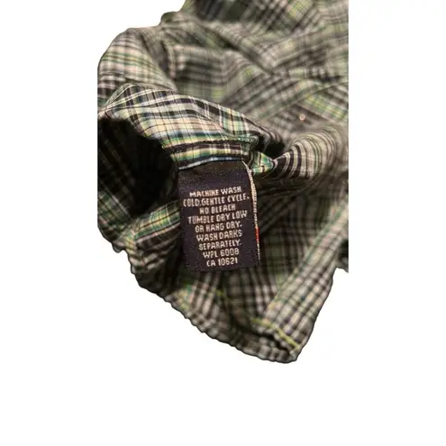 Roughstock Panhandle Button Up Shirt Womens Medium Blue Green Pattern