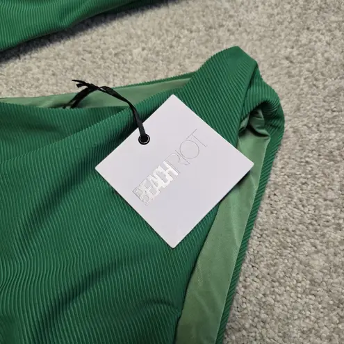 Beach Riot NEW Green Celine Ribbed One Piece Cutout Swimsuit Free People Sz S