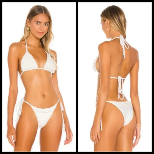 Devon Windsor 💕💕 Ruffle Bikini Carine Top + Cara Bottoms ~ White Zebra S NWT