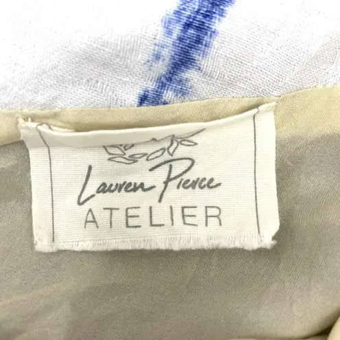 Lauren Pierce Atelier One Shoulder Mini Dress S Blue Tie Dye Silk Lined USA