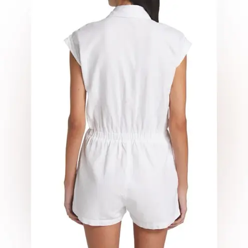 MONROW Cotton Twill Pocket Romper White Sz S White